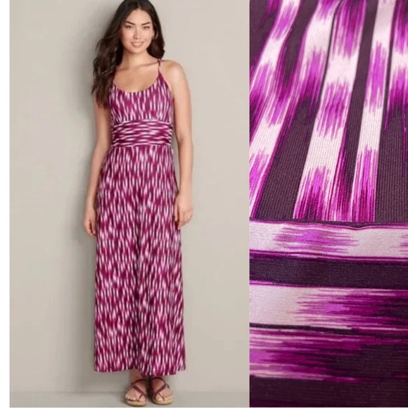 Eddie Bauer Dresses & Skirts - NWT Eddie Bauer Women’s Space Dyed Aster Cranberry Maxi Dress Size L Racer Back